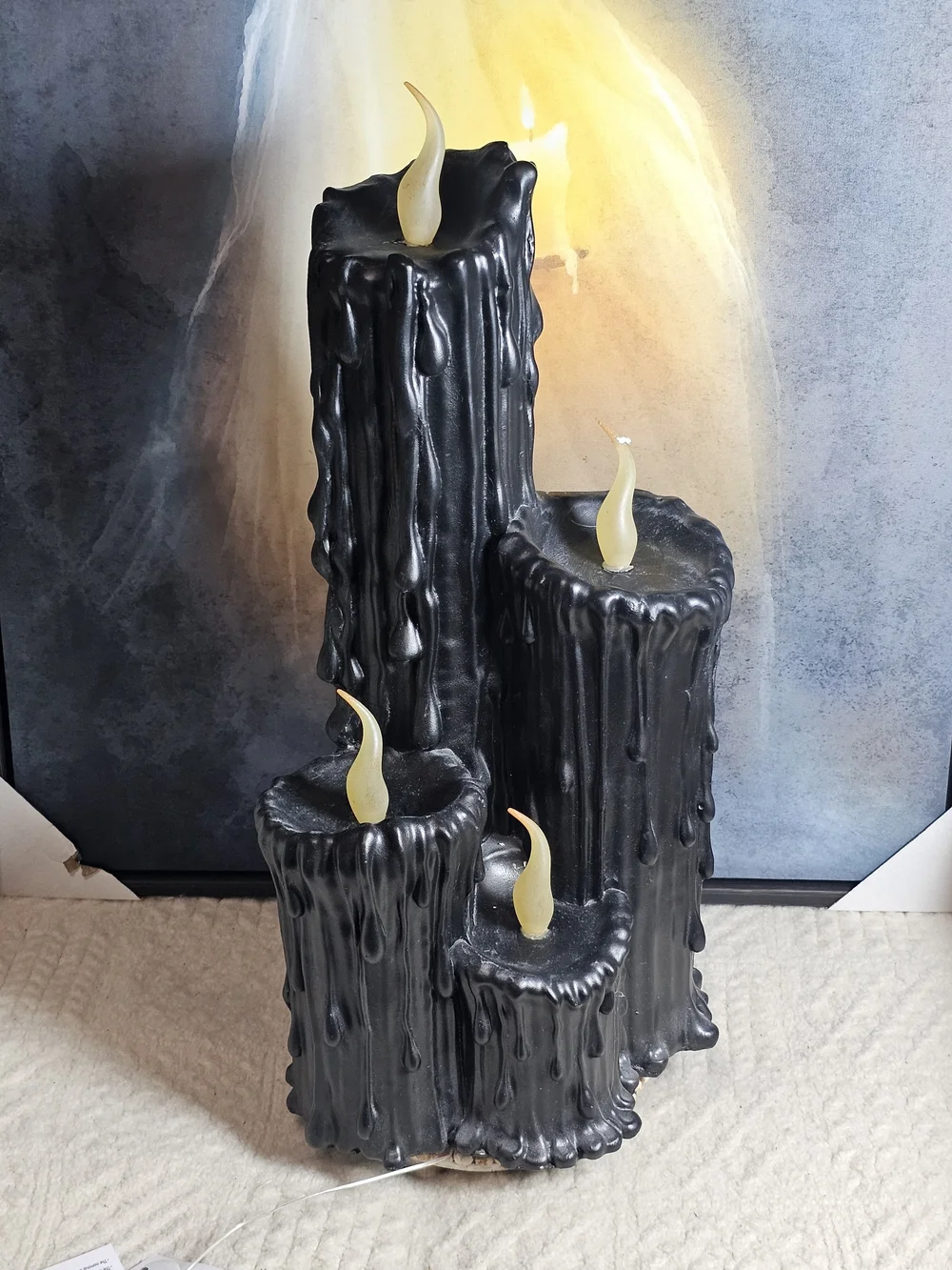 Black Drip LED Candle Set - Unbranded Decorative Pillar Candles Halloween Decor
